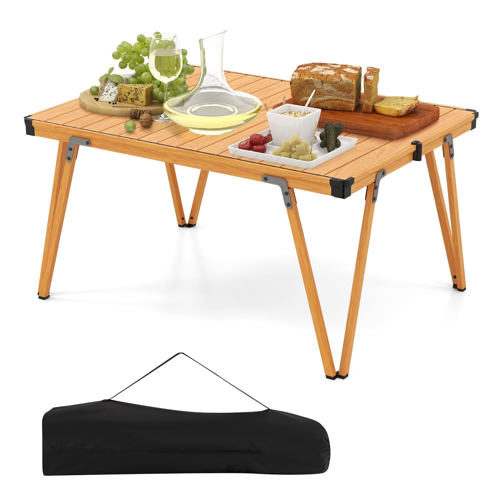 Folding Camping Table Picnic Table with Storage Bag and Waterproof Desktop