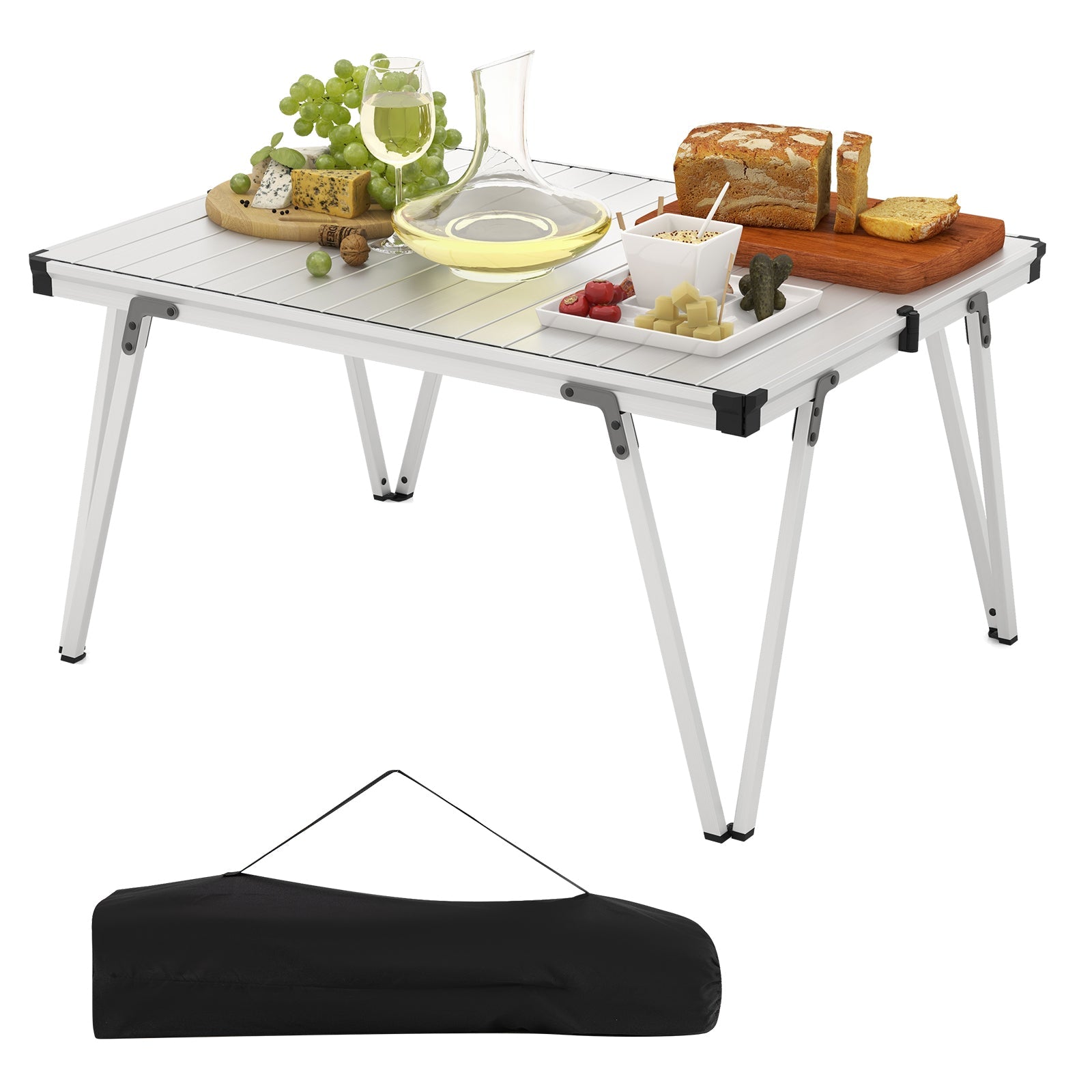 Folding Camping Table Picnic Table with Storage Bag and Waterproof Desktop