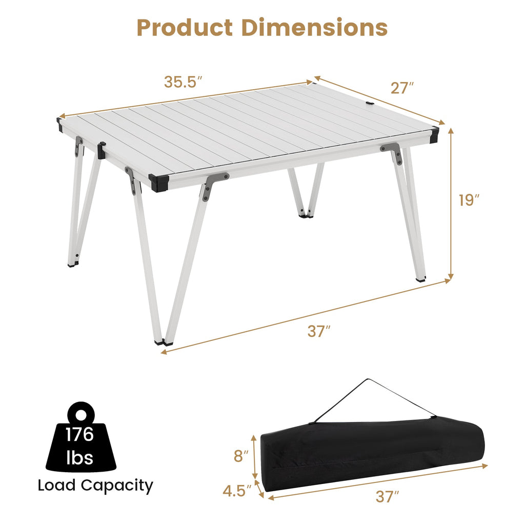 Folding Camping Table Picnic Table with Storage Bag and Waterproof Desktop
