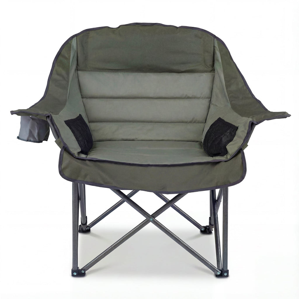 Folding Oversized Camping Chair with Side Pockets and Cup Holder