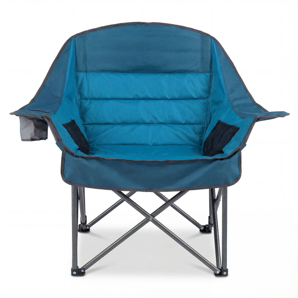 Folding Oversized Camping Chair with Side Pockets and Cup Holder