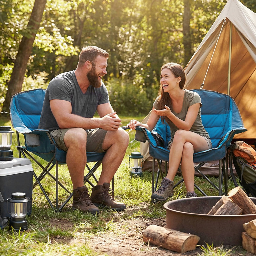 Folding Oversized Camping Chair with Side Pockets and Cup Holder