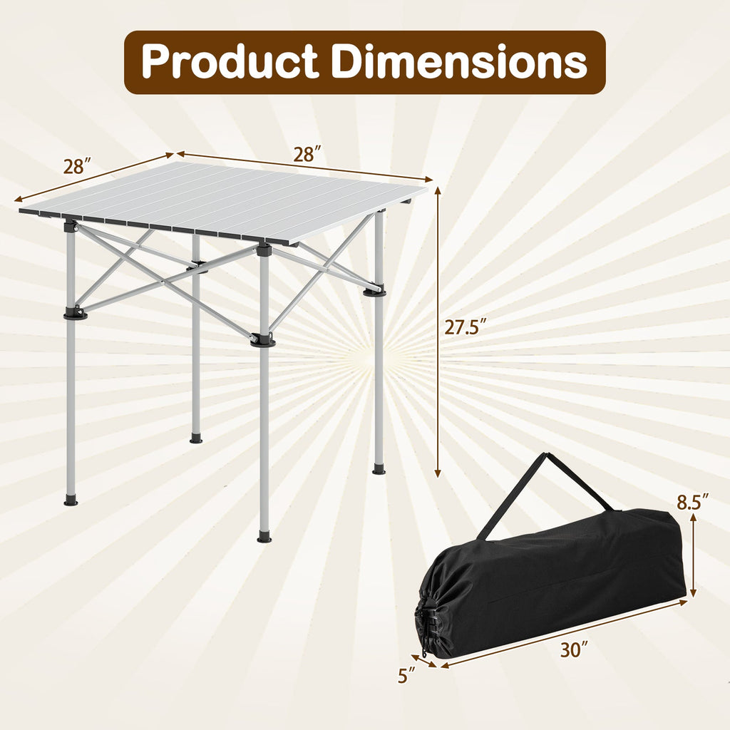 Folding Roll-up Camping Table with Metal Legs