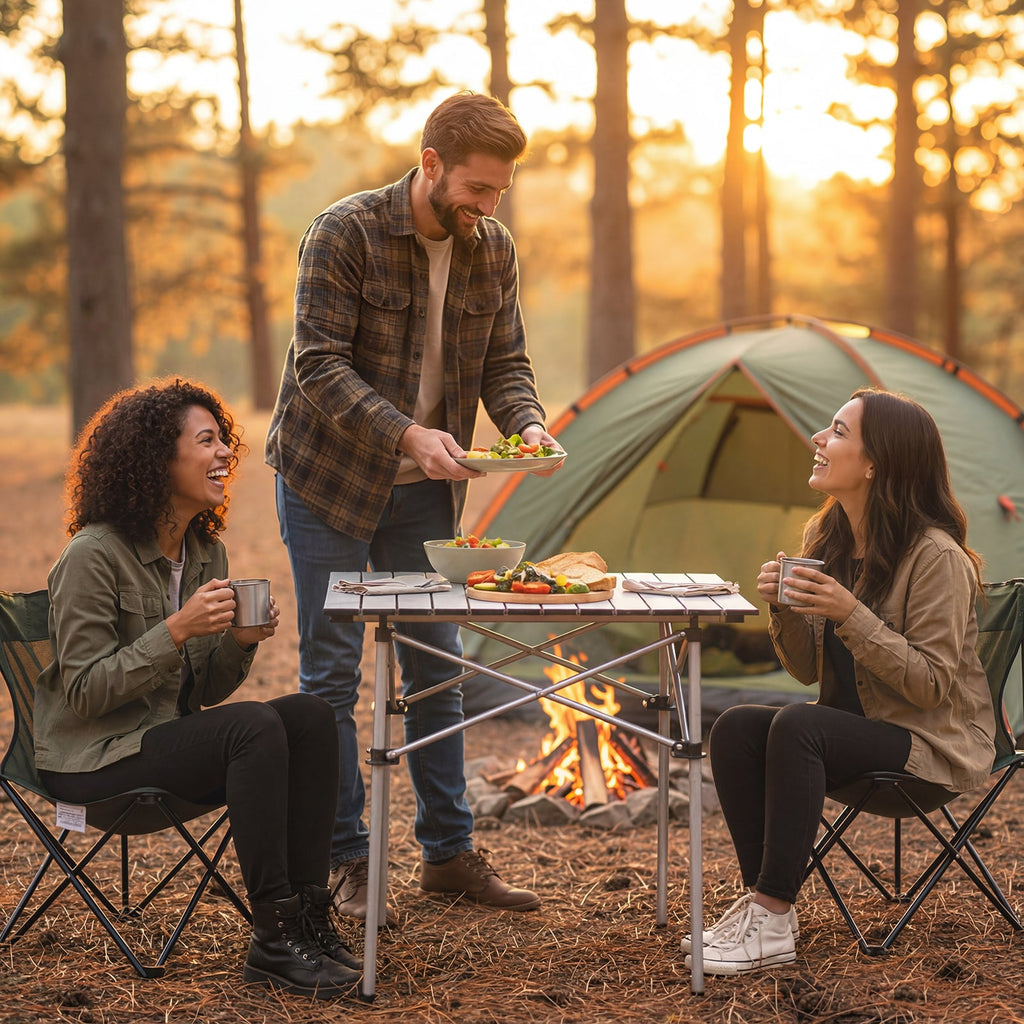 Folding Roll-up Camping Table with Metal Legs