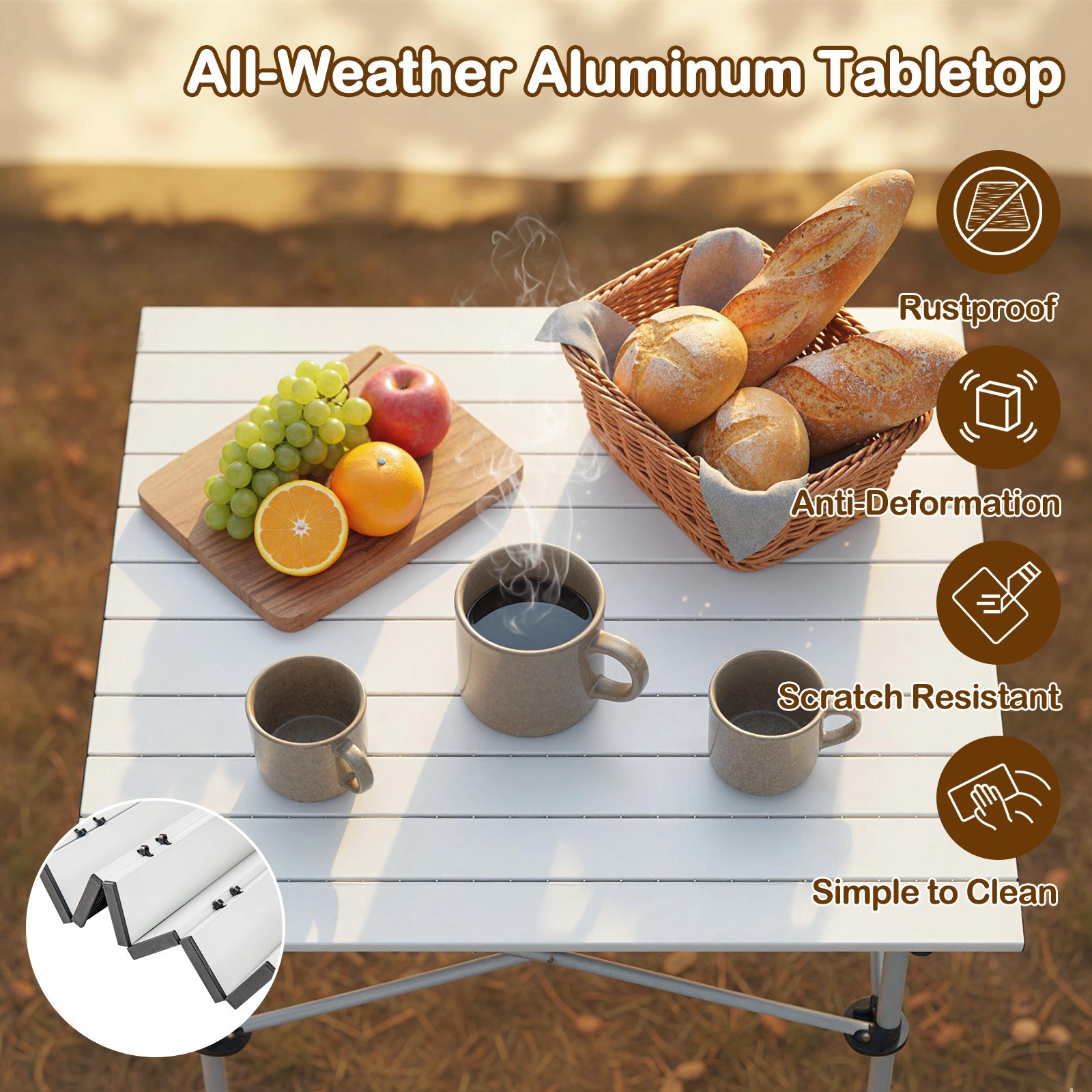 Folding Roll-up Camping Table with Metal Legs
