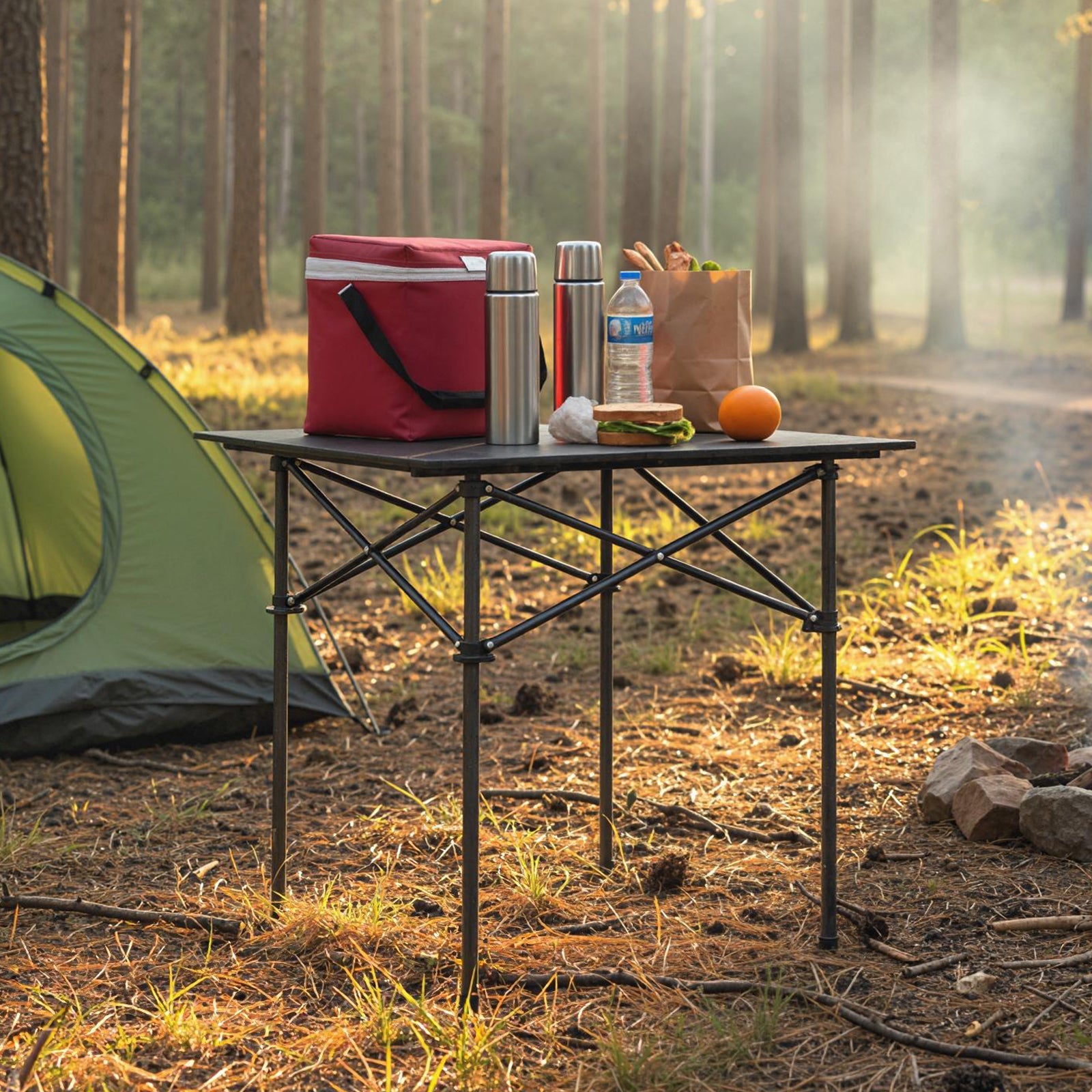 Folding Roll-up Camping Table with Metal Legs