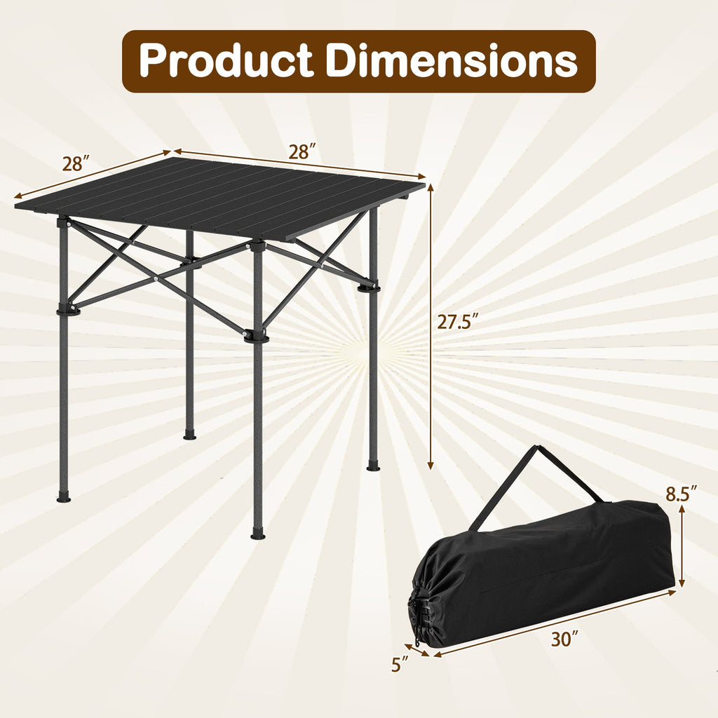 Folding Roll-up Camping Table with Metal Legs