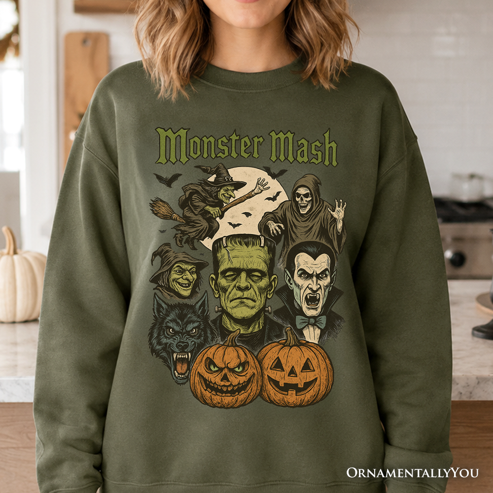 Monster Mash Classic Sweatshirt, Halloween Monsters Sweater for The Spooky Season