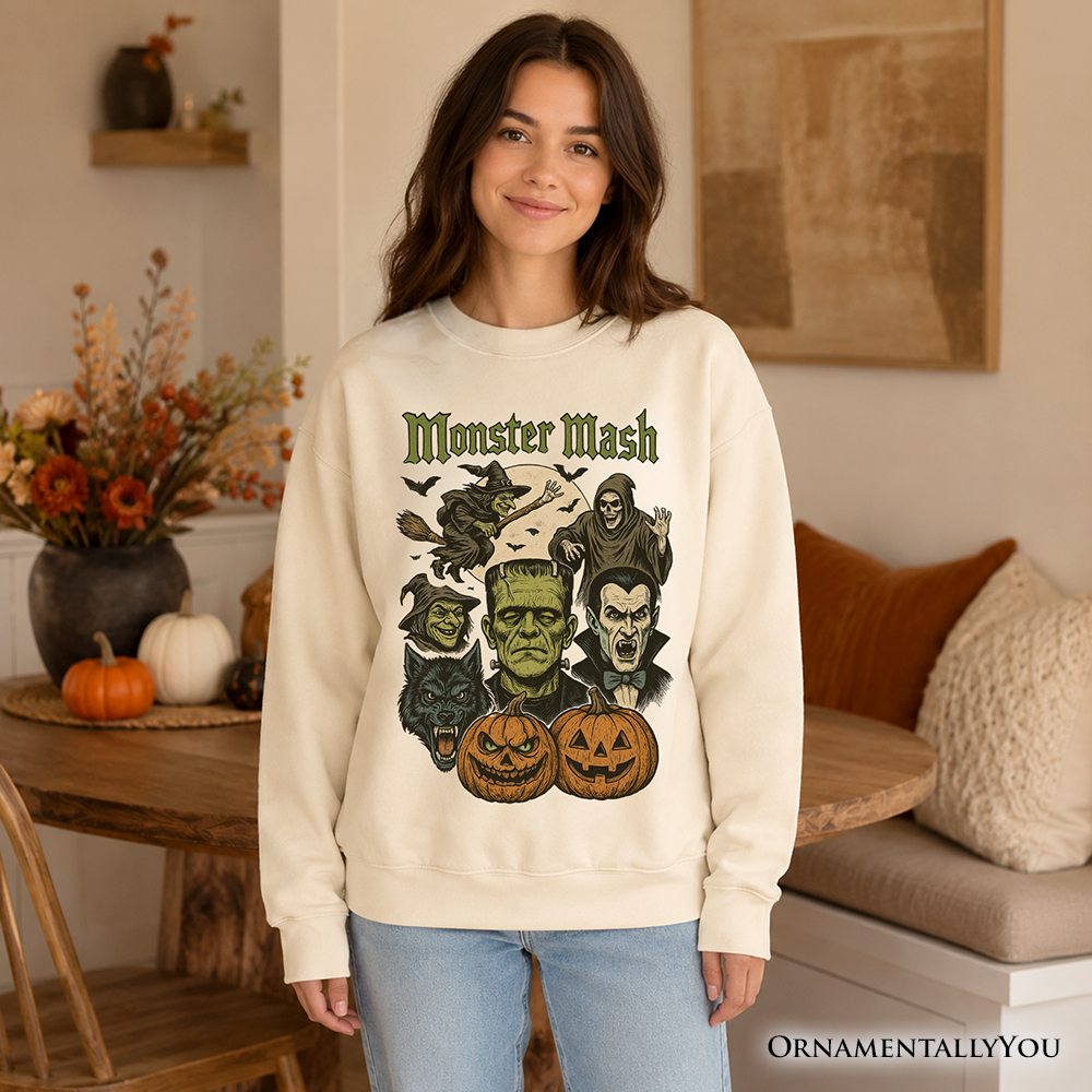 Monster Mash Classic Sweatshirt, Halloween Monsters Sweater for The Spooky Season