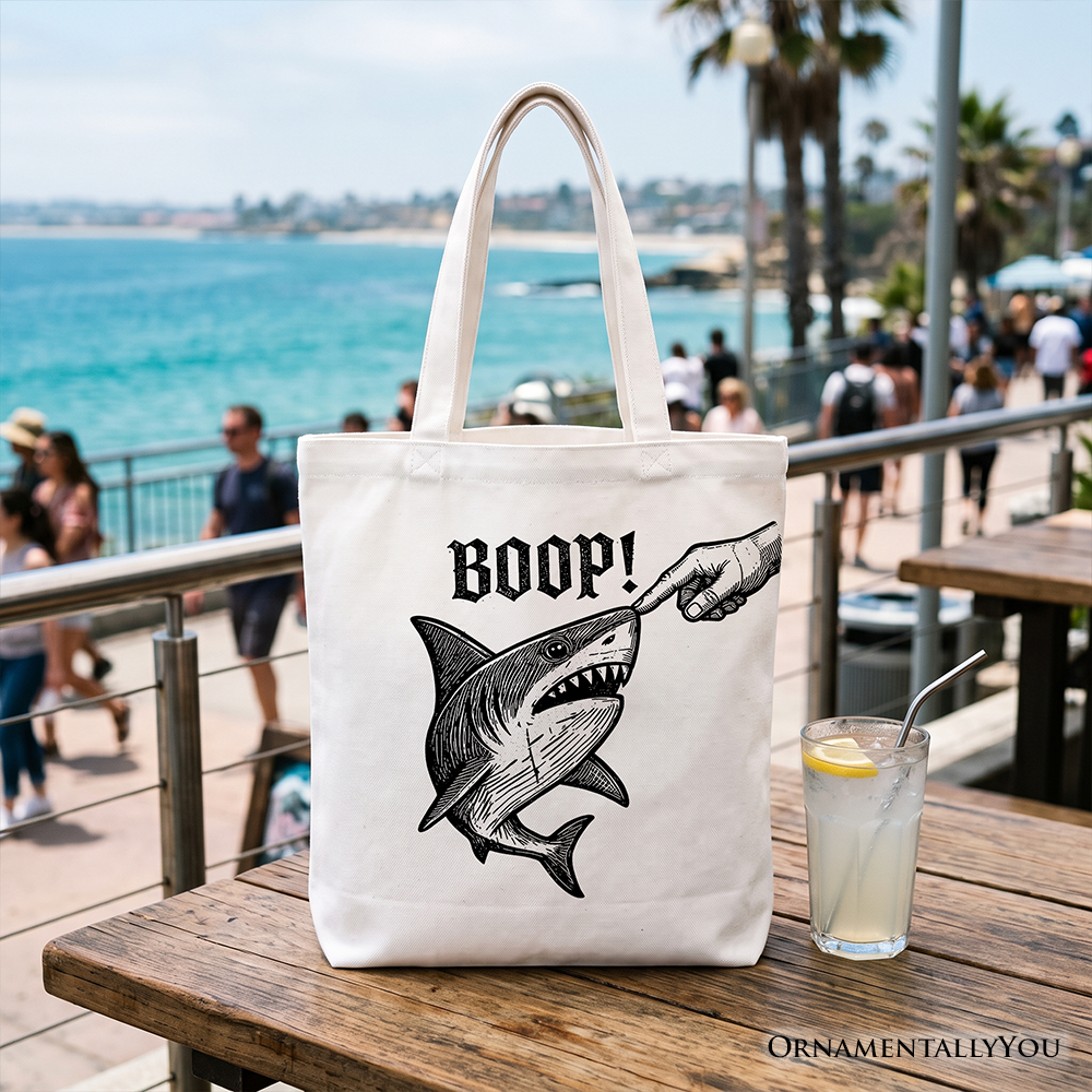 Boop Shark Tote Bag, Funny Ocean Gift Shopper Animal Gift Shopper