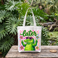 Later Alligator Kids Tote Bag, Funny Coquette Animal Gift Shopper for Youth Girls