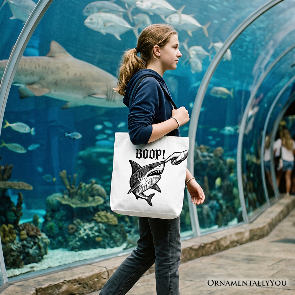 Boop Shark Tote Bag, Funny Ocean Gift Shopper Animal Gift Shopper