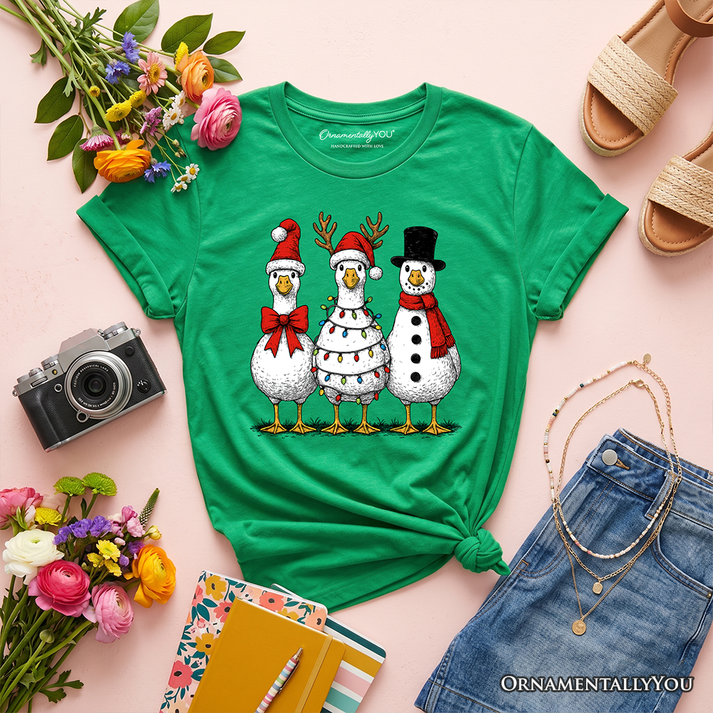 Kids Vintage Christmas Silly Goose T-Shirt, Snowman Spoof Winter Youth Tee