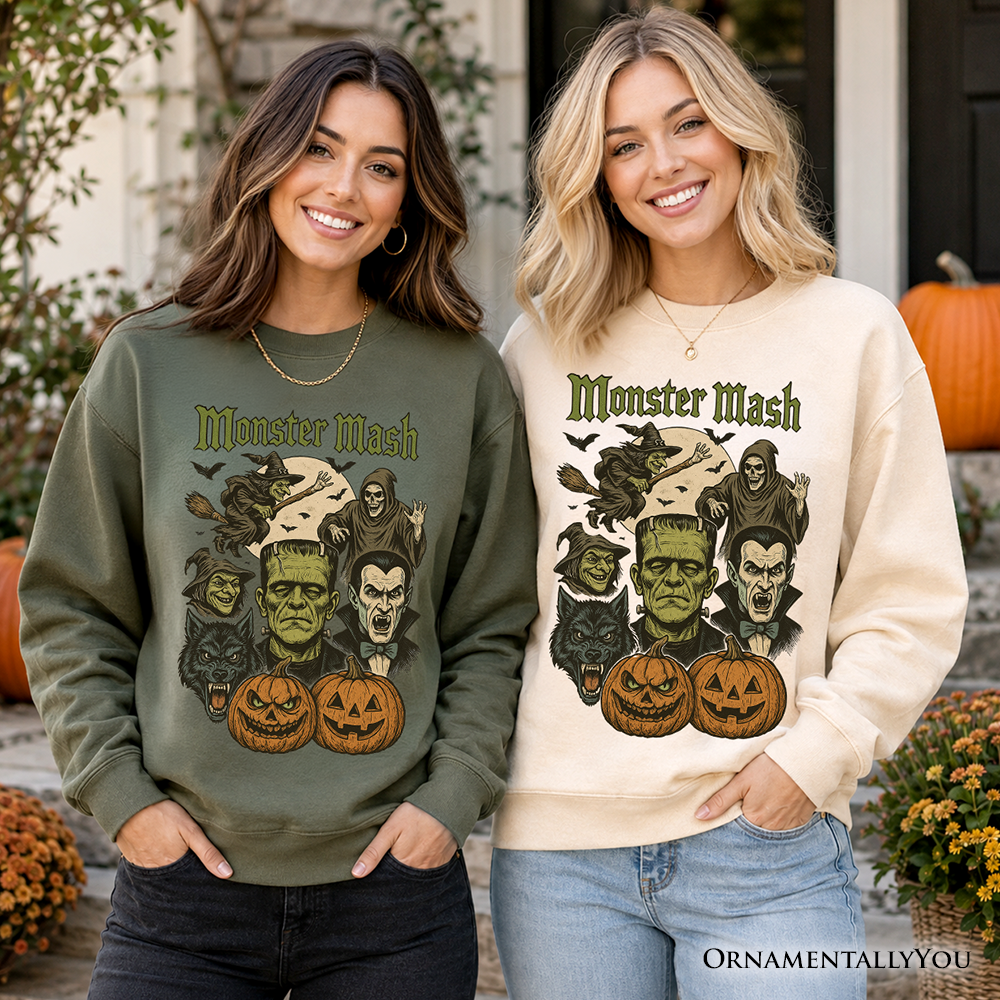 Monster Mash Classic Sweatshirt, Halloween Monsters Sweater for The Spooky Season