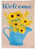 Forsythia & Daisies Watering Can Fall Garden Flag Applique