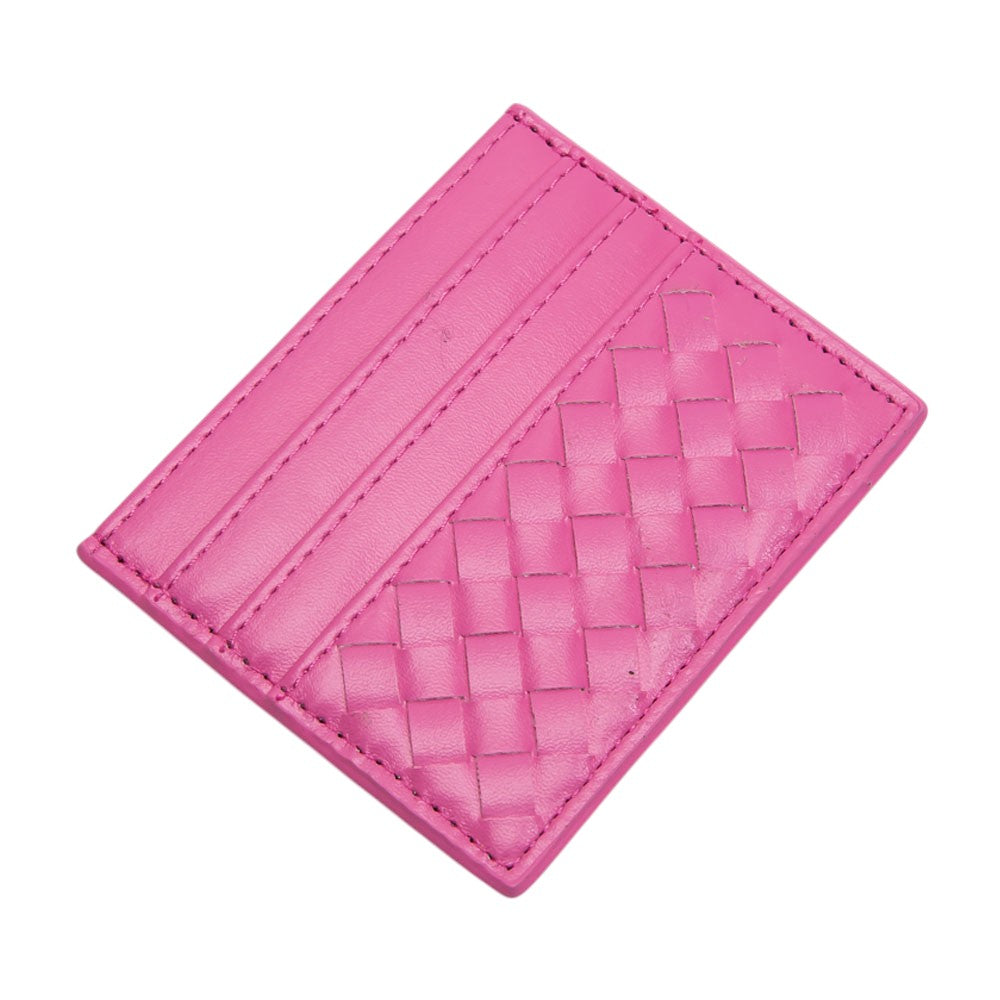 Faux Leather Basket Weave Card Holder Wallet