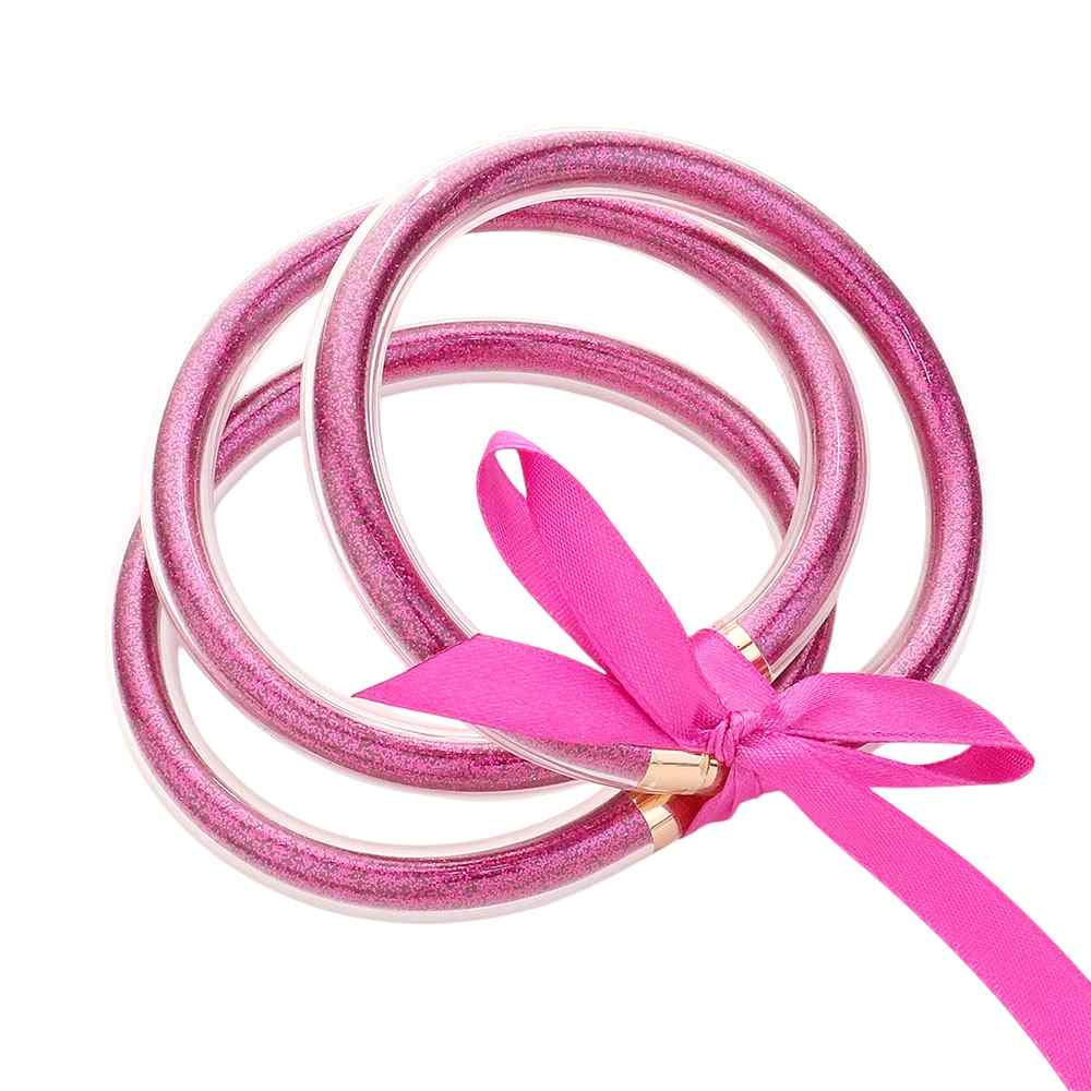 3PCS Glitter Jelly Tube Bangle Bracelet