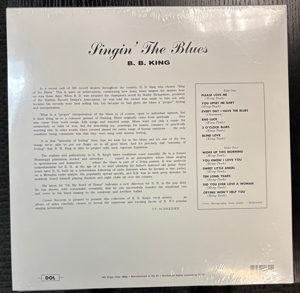 B.B. KING - Singin' The Blues [180G] (Color Vinyl) LP Record