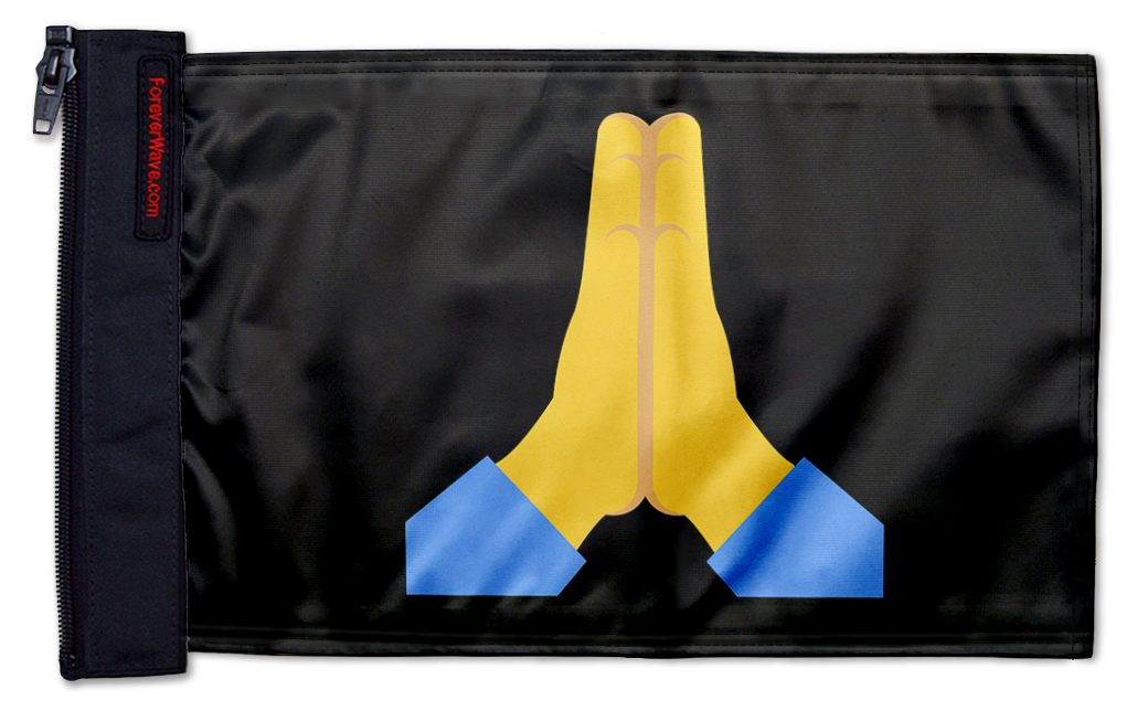 Emoji Praying Hands 12"x18" Forever Wave Flag for Jeep Wrangler TJ 1996-2006