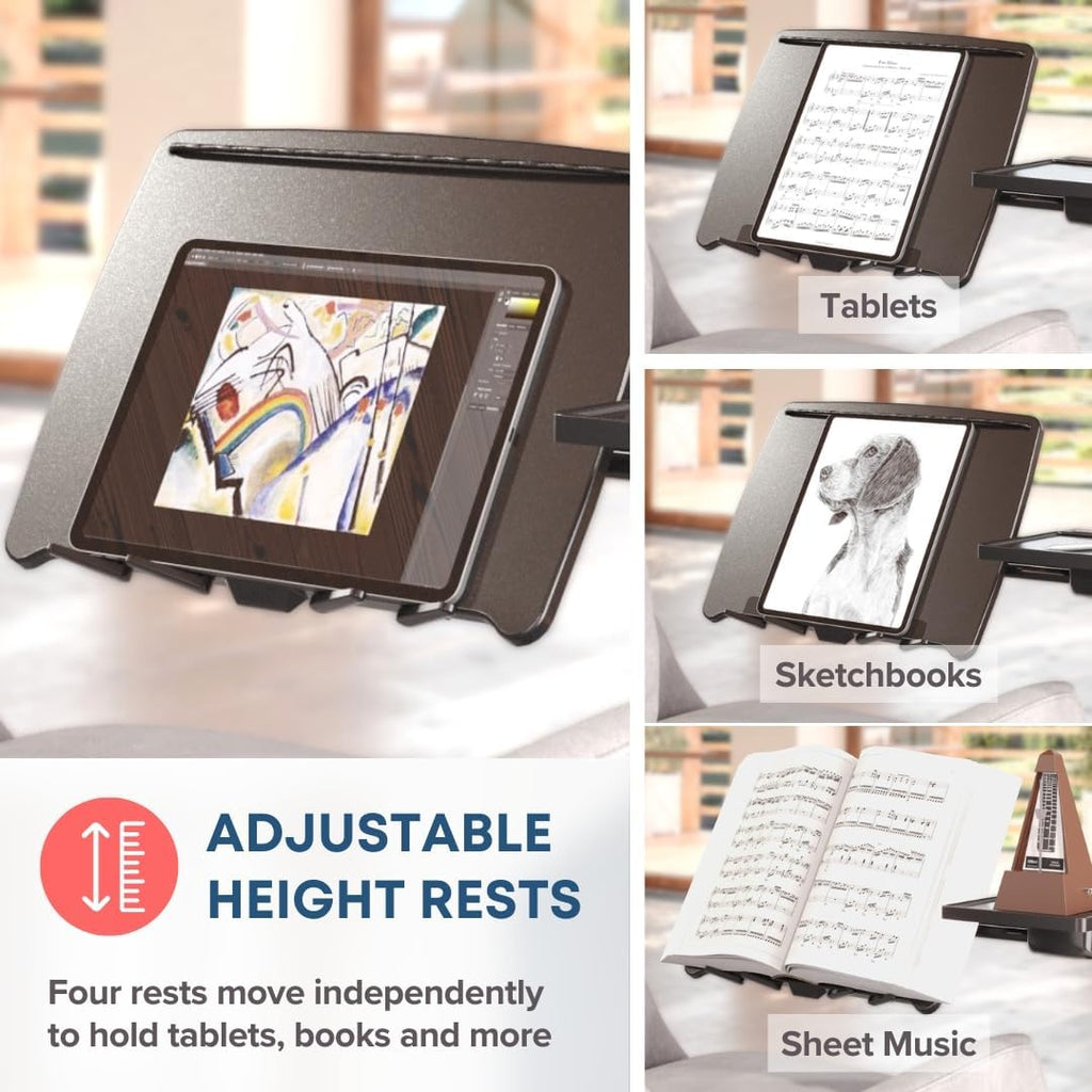 G2 Deluxe Adjustable Laptop Stand – Rolling Computer Desk & Ergonomic Table for Bed, Sofa, or Office – Portable Mobile Workstation with Tilt – Fits Devices up to 16″ - Charcoal & Black