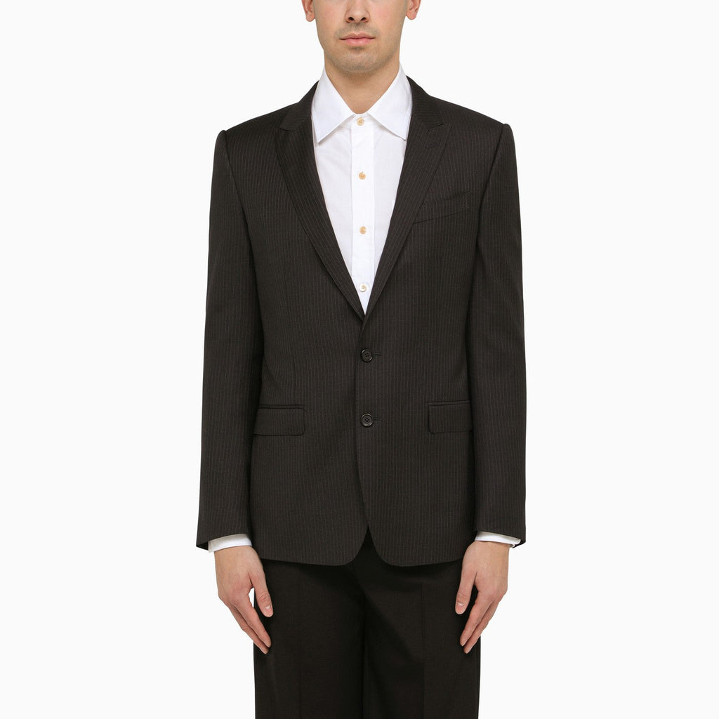 Dolce&Gabbana Dark Grey Single Breasted Pinstripe Jacket