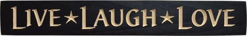 Live Laugh Love Engraved Sign - Black  (Pack of 4)