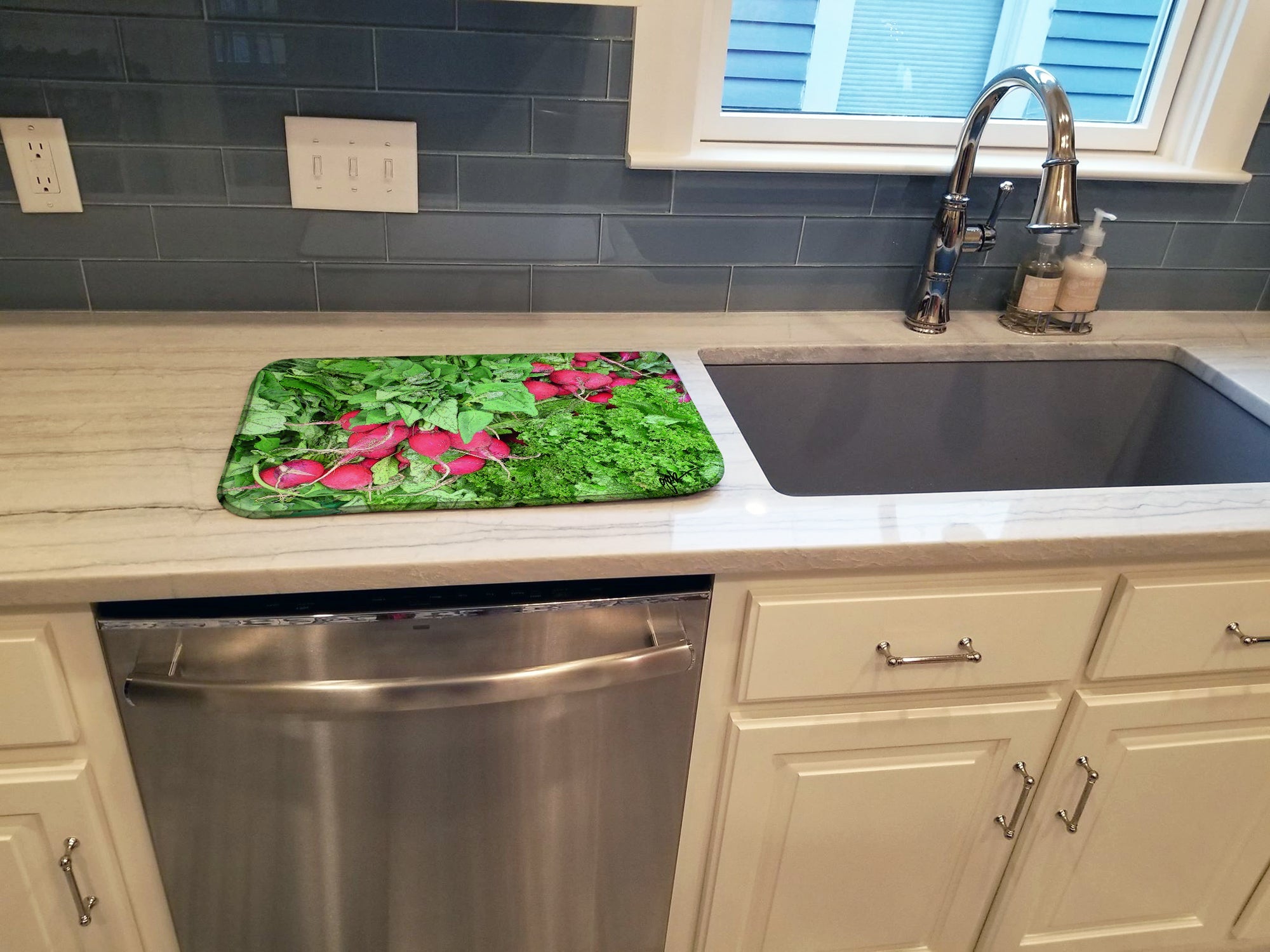 Dish Drying Mat Absorbent Dish Drying Mat Pad for Kitchen Counter Dish Drainer Mat for Countertop, 14 x 21", Multicolor