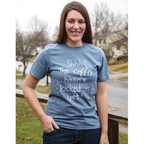 Coffee Hasn't Kicked in T-Shirt Heather Indigo Large