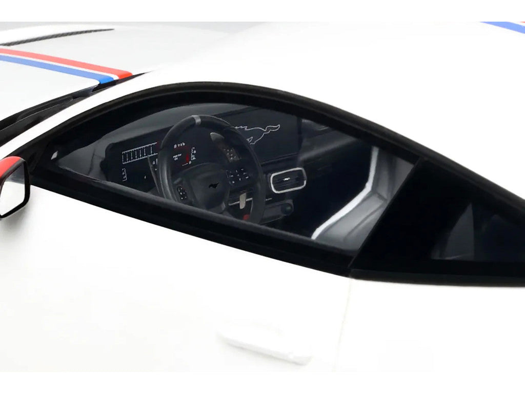 2025 Ford Mustang GTD "Spirit of America" Performance White with Blue and Red Stripes 1/18 Model Car by GT Spirit