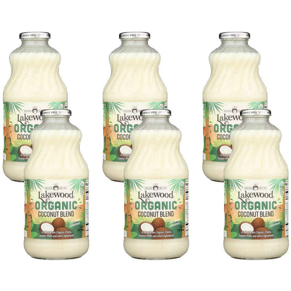 Lakewood Organic Coconut Water Blend, Non-Alcoholic Hydration Drink, Case of 6 (32 Fl. Oz. Ea.)