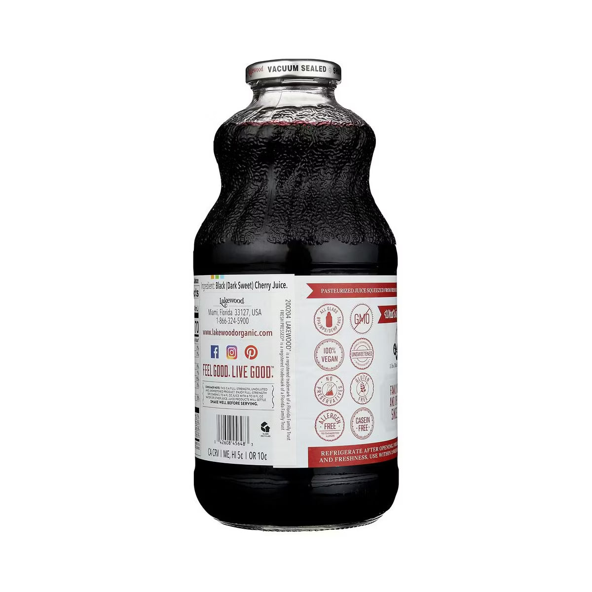 Lakewood Pure Black Cherry Juice - 32 Fl Oz - Pack of 6 - Antioxidant Rich