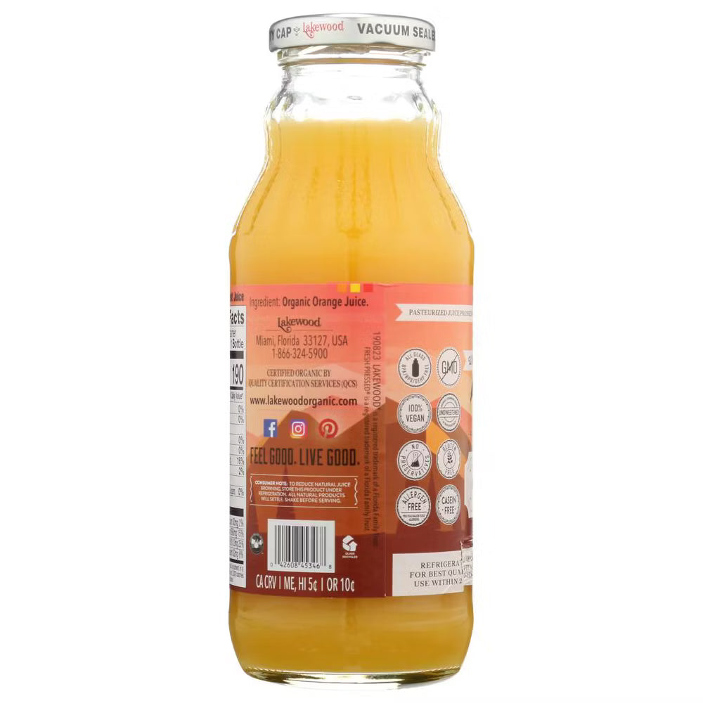 Lakewood Pure Orange Juice, 12.5 fl oz, Pack of 12, Organic