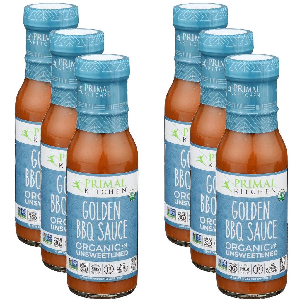 Primal Kitchen Golden BBQ Sauce, Unsweetened, Pack of 6, 8.5 Oz. Bottles