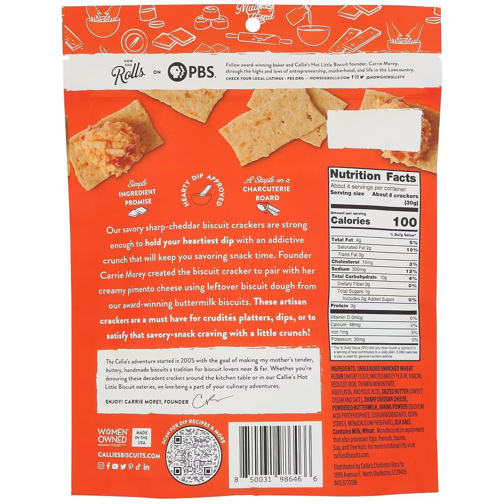 Callies Sharp Cheddar Biscuit Crackers, 4.5 oz, Pack of 6
