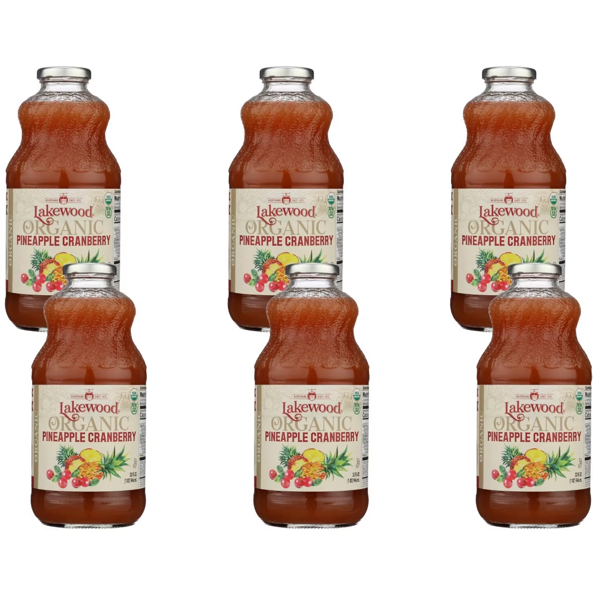 Lakewood Juice Organic Pineapple Cranberry, 6-32 fl oz
