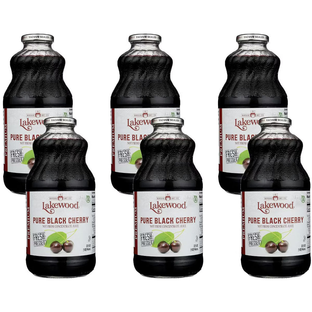 Lakewood Pure Black Cherry Juice - 32 Fl Oz - Pack of 6 - Antioxidant Rich