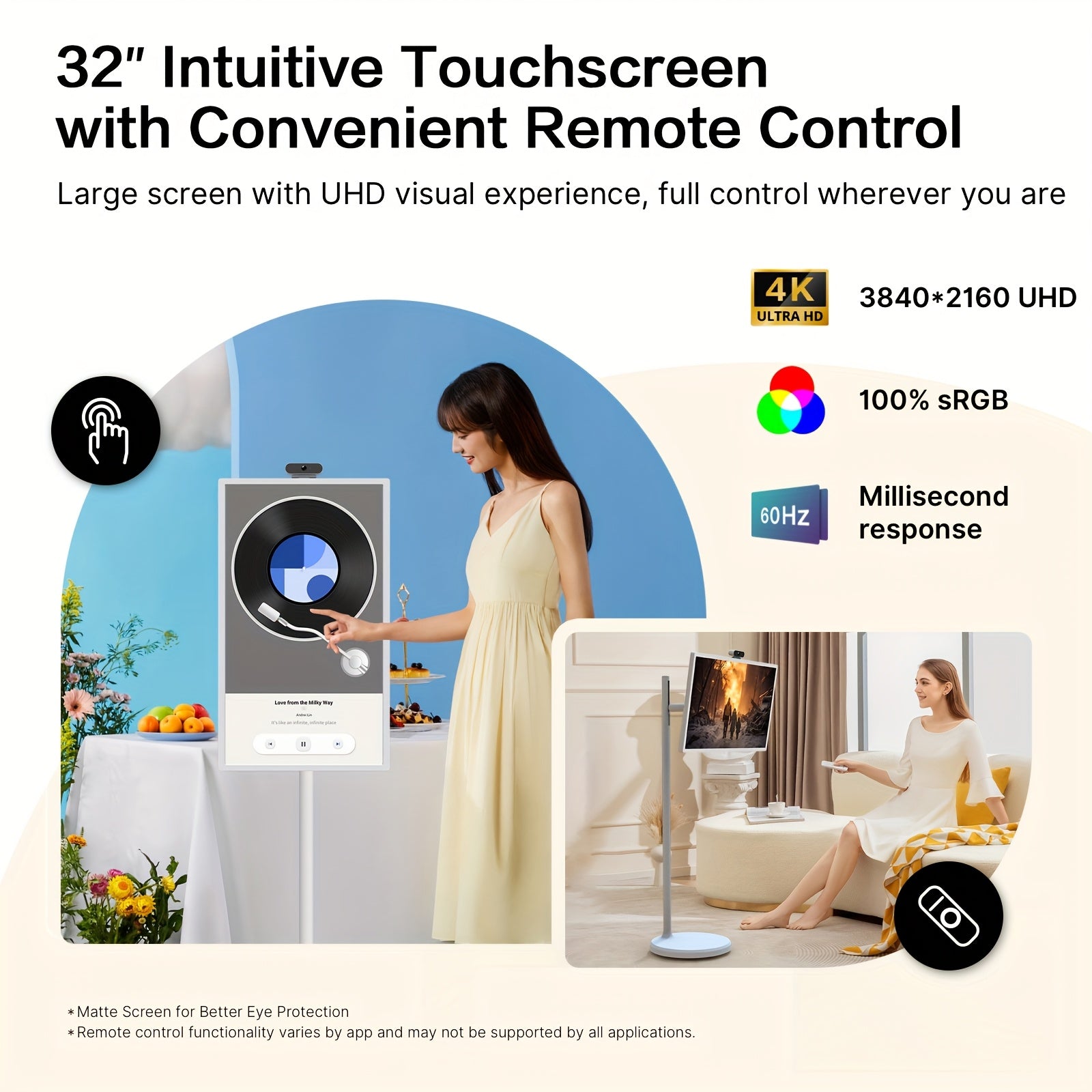 Generation Portable TV with 4K UHD/FHD Features a Rotatable Touchscreen And Wheels, Runs on Android 13, And Serves As Both a Gaming Monitor And a Tablet, Also Suitable for Digital Signage, Refurbished
