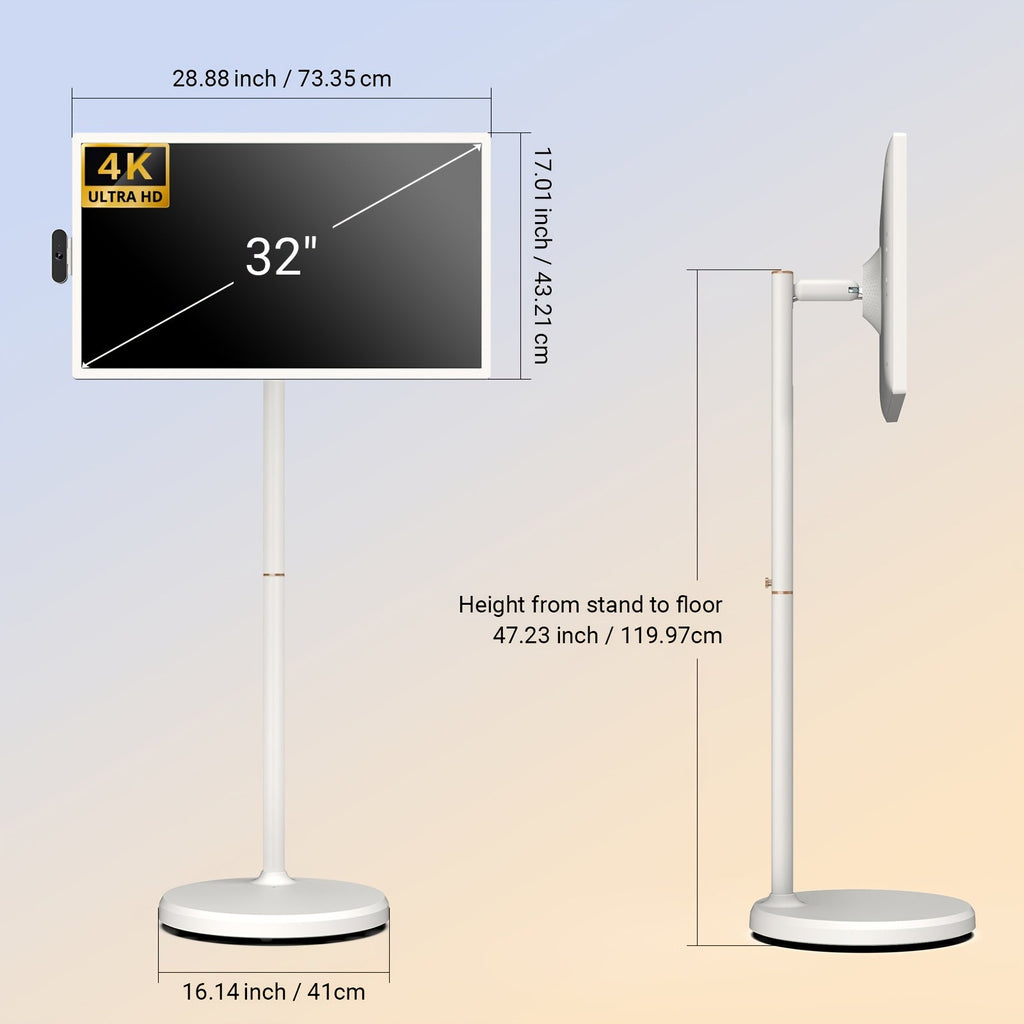 Generation Portable TV with 4K UHD/FHD Features a Rotatable Touchscreen And Wheels, Runs on Android 13, And Serves As Both a Gaming Monitor And a Tablet, Also Suitable for Digital Signage, Refurbished