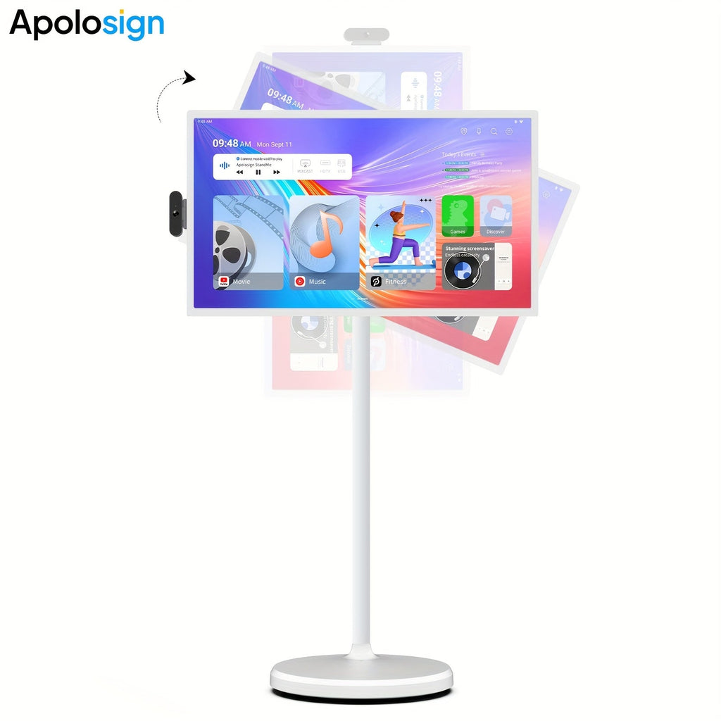 Generation Portable TV with 4K UHD/FHD Features a Rotatable Touchscreen And Wheels, Runs on Android 13, And Serves As Both a Gaming Monitor And a Tablet, Also Suitable for Digital Signage, Refurbished