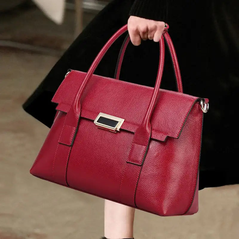 Genuine Leather Briefcase | Large Capacity Women's Bag | Maison Novaire