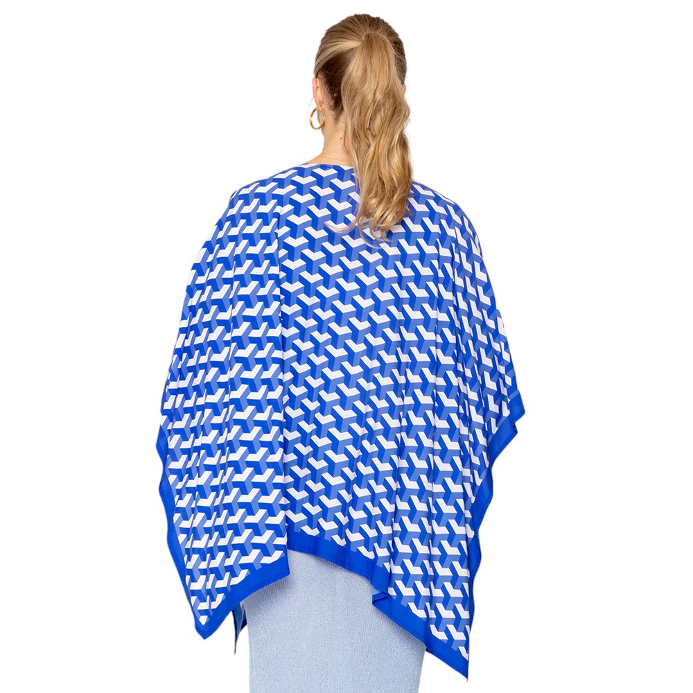 Geometric Pattern Print Ruana Poncho