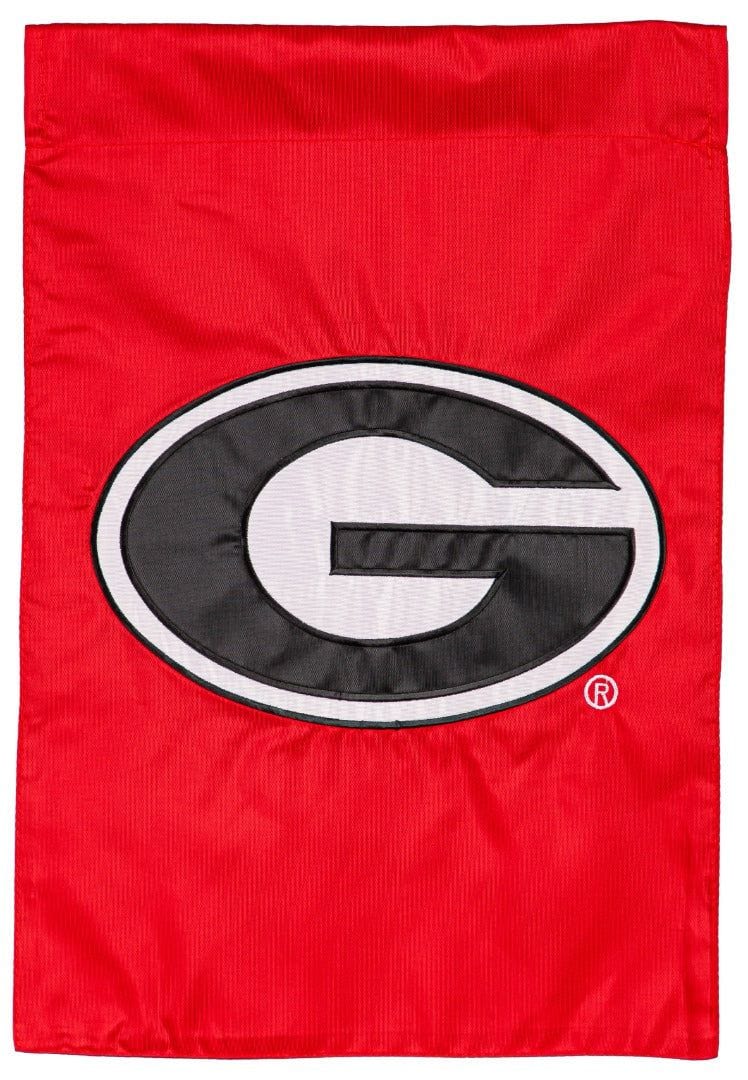 Georgia Bulldogs Red Garden Flag 2 Sided Applique Logo