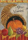 Give Thanks Cornucopia Thanksgiving Garden Flag