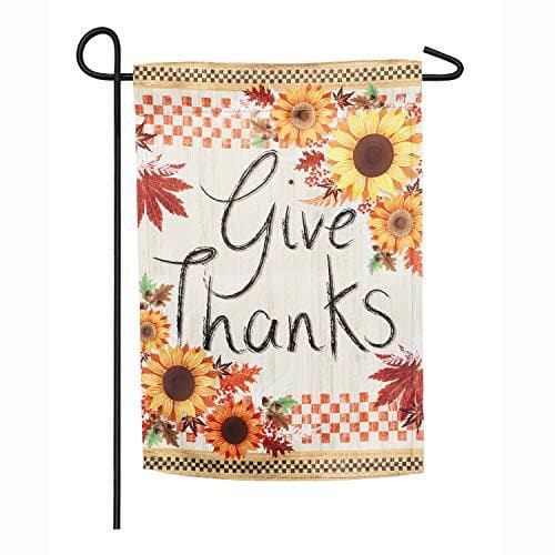 Give Thanks Garden Flag 2 Sided Thanksgiving