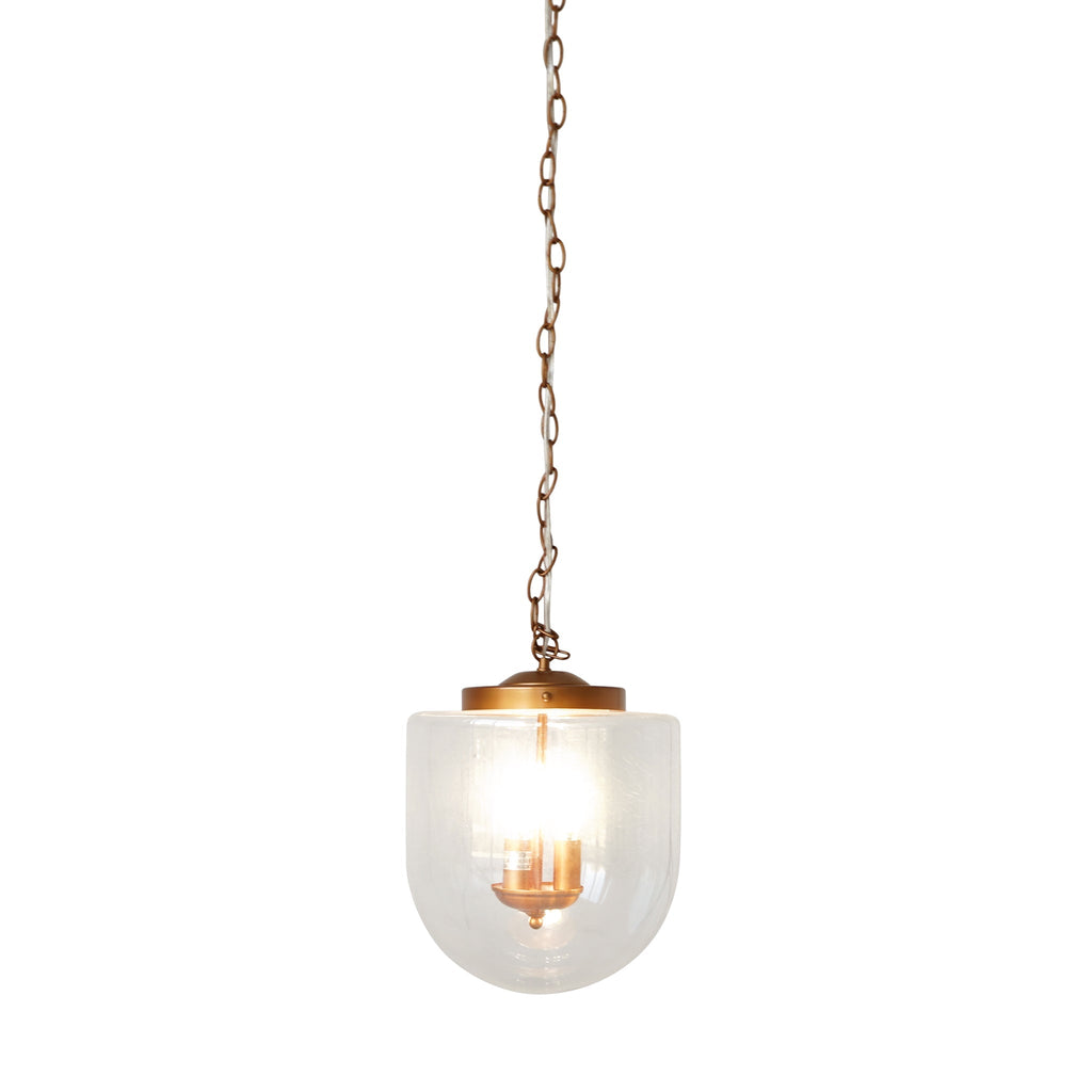 3-Light Globe Pendant Lamp – Coarse Gold Metal Frame & Clear Glass Shades | Hardwired Ceiling Light