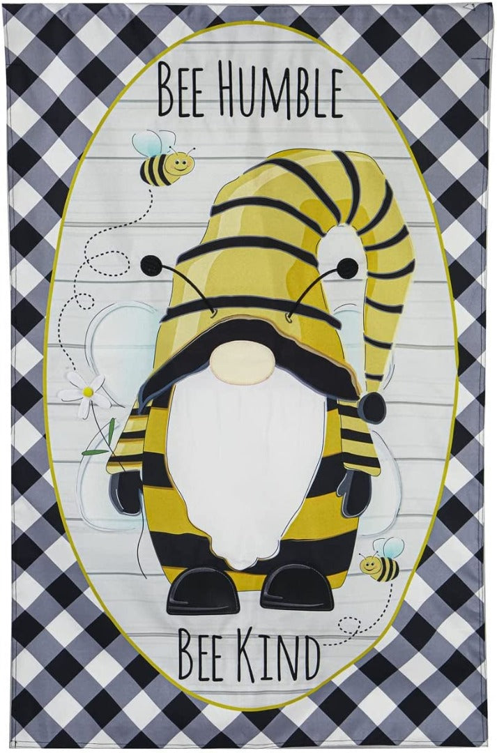 Gnome Bee Humble Garden Flag 2 Sided