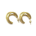 18K Gold Dipped Stainless Steel Textured Split Hoop Earrings