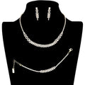 3PCS Rhinestone Crystal Pave Necklace Jewelry Set