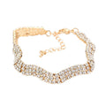 3Rows Rhinestone Wavy Evening Bracelet