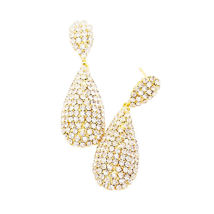 Crystal Rhinestone Teardrop Evening Earrings